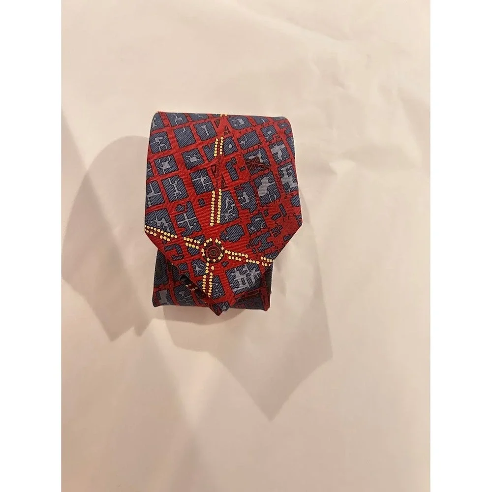 Civitas Mens Washington DC Map‎ Silk Tie Red Blue Gold Cartography Cityscape - Picture 3 of 7